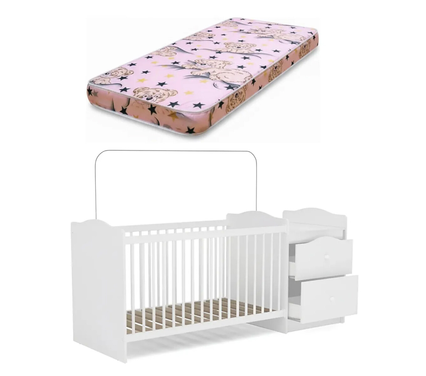 Combo infantil: Cuna + Colchón - Diseño niña 