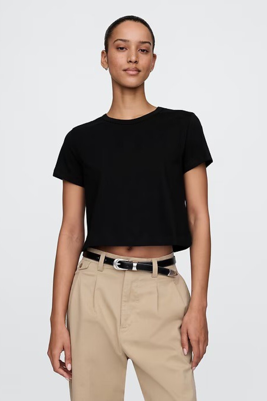 Remera Básica Crop Mujer Black