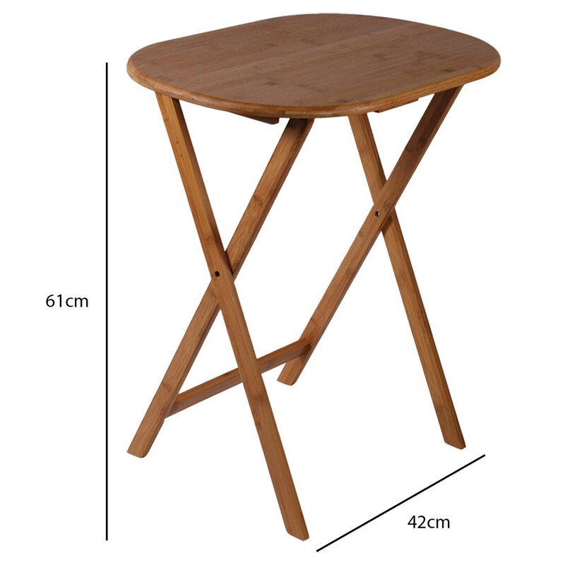 Mesa Oval Plegable en Bamboo Selecta 61x42cm Mesa Oval Plegable en Bamboo Selecta 61x42cm
