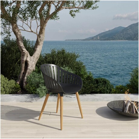 Silla De Exterior RUSTICO Cannes Carver Patas De Eucalipto - Negra Silla De Exterior RUSTICO Cannes Carver Patas De Eucalipto - Negra