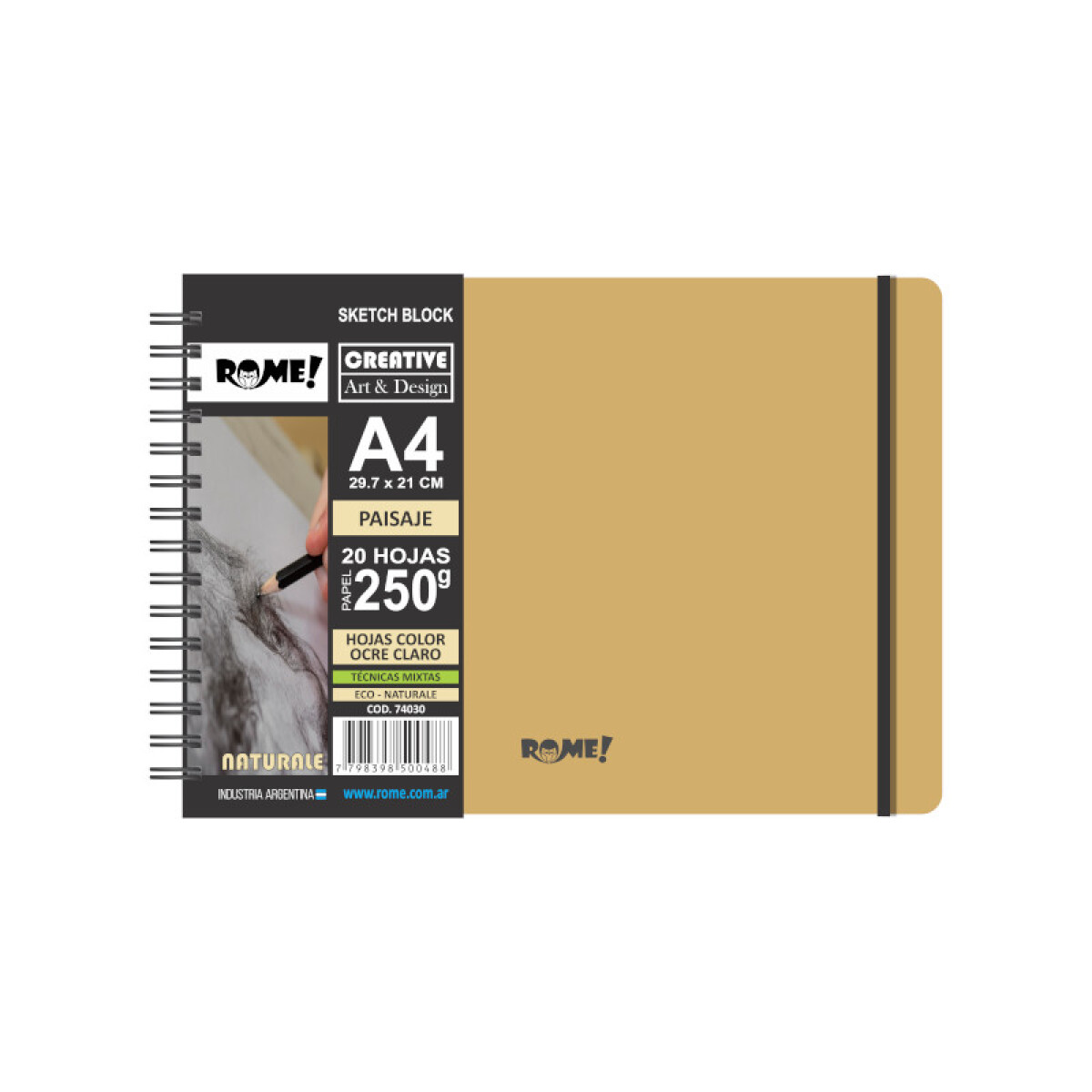 Block Sketch 250g Ocre - ROME - A4 Paisaje 