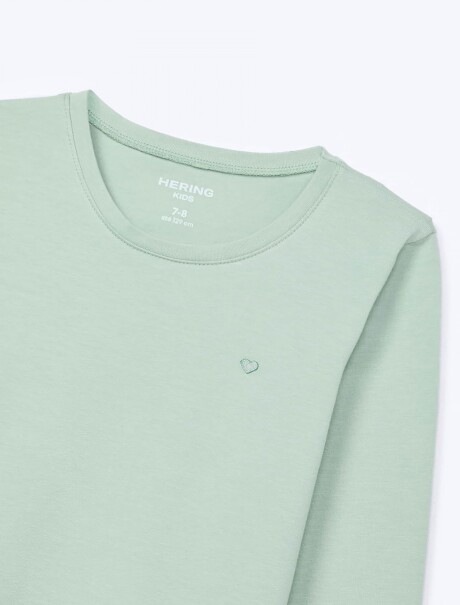 CAMISETA BÁSICA INFANTIL CON BORDADO ROSADO