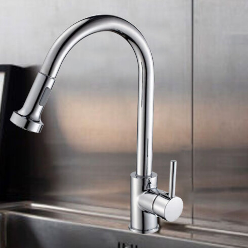 Monocomando De Cocina Cromado De Mesada Con Sistema Pull Out 000