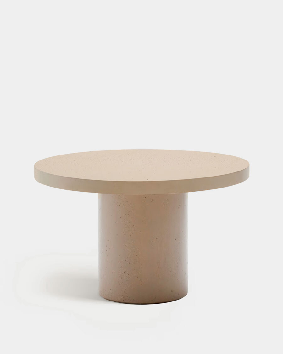 Mesa redonda Aiguablava de cemento beige Ø 120 cm. Mesa redonda Aiguablava de cemento beige Ø 120 cm.