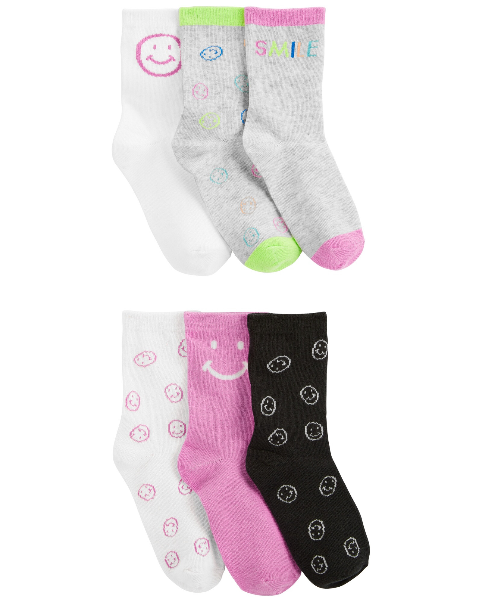Pack seis pares de medias de algodón, diseño sonrisas Pack seis pares de medias de algodón, diseño sonrisas