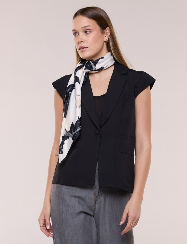 Pashmina Flores NEGRO/CRUDO