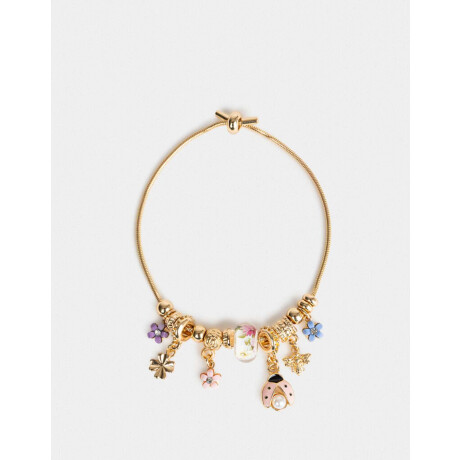 Pulseras Flexibles Multi dijes Dorado