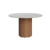 Mesa de Comedor 1.2 Redonda - Línea Manhattan Vidrio - Blanco/Marrón