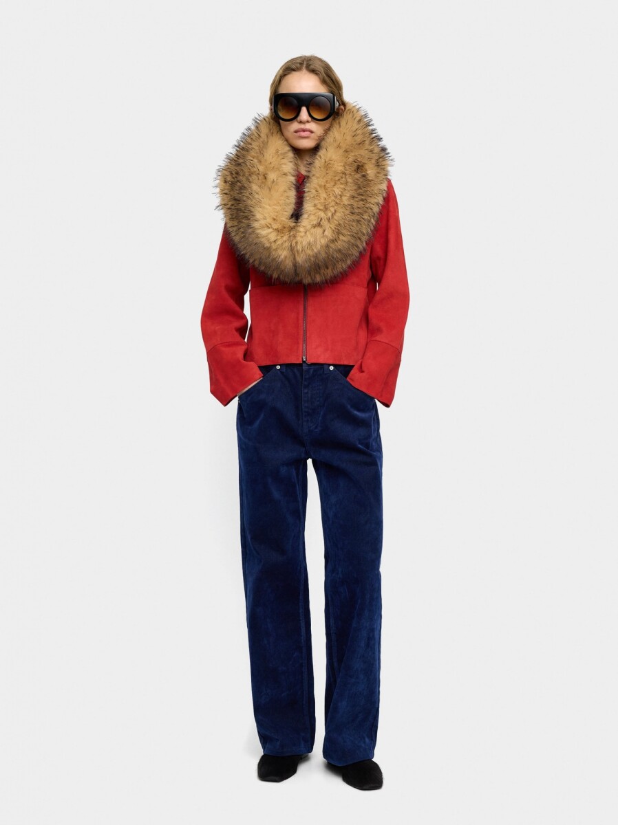 Pantalón Vaquero Efecto Terciopelo - azul 