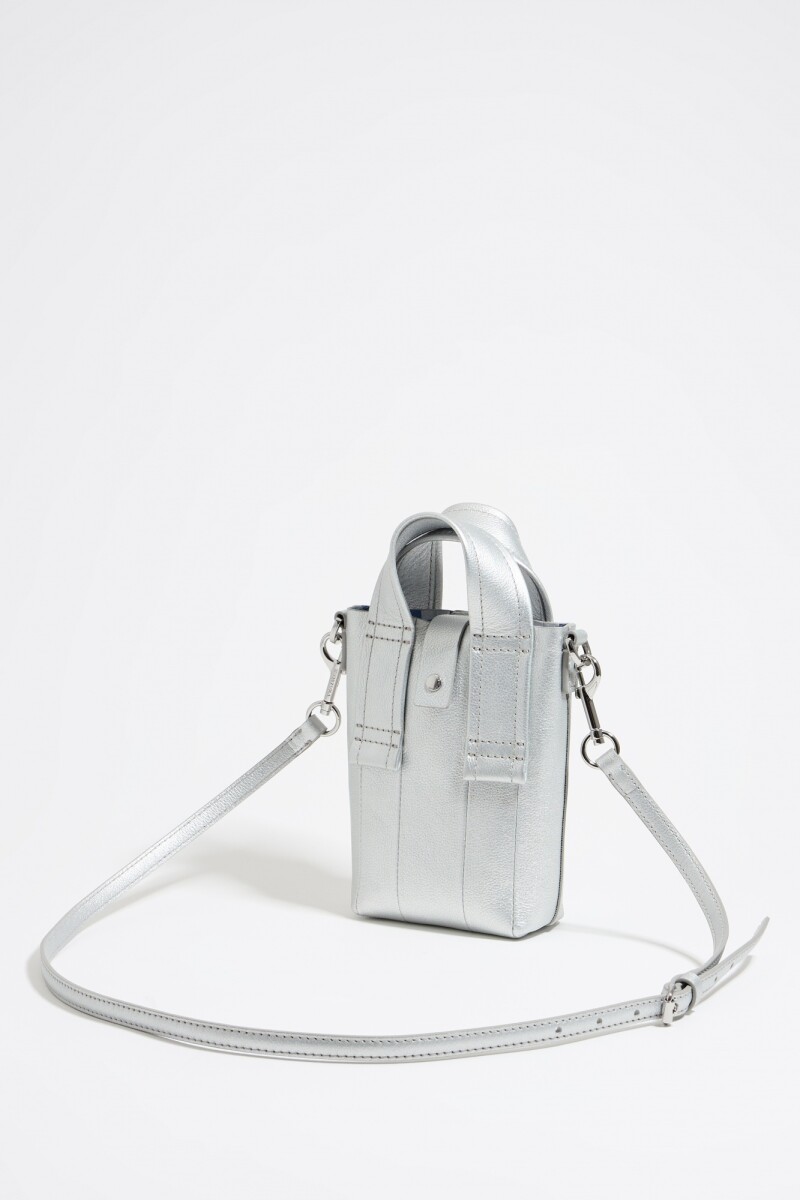 Bolso bandolera mini piel Plata