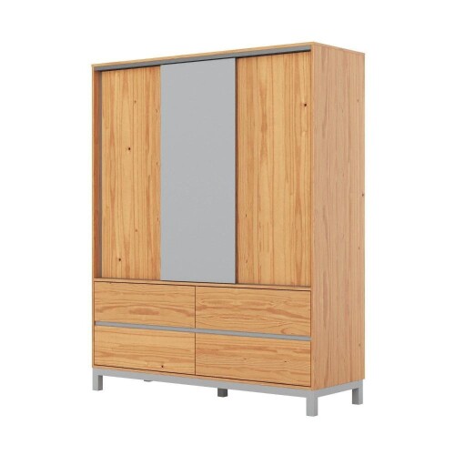Ropero 3 Puertas - Madera Maciza Pino/Gris - Square Ropero 3 Puertas - Madera Maciza Pino/Gris - Square
