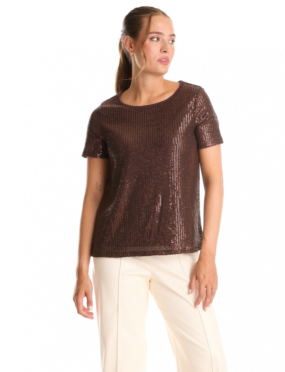 Blusa Lentejuelas - Marron 