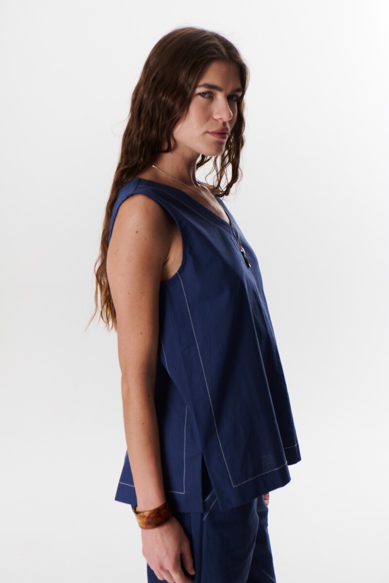 TOP LINO STRECH AZUL