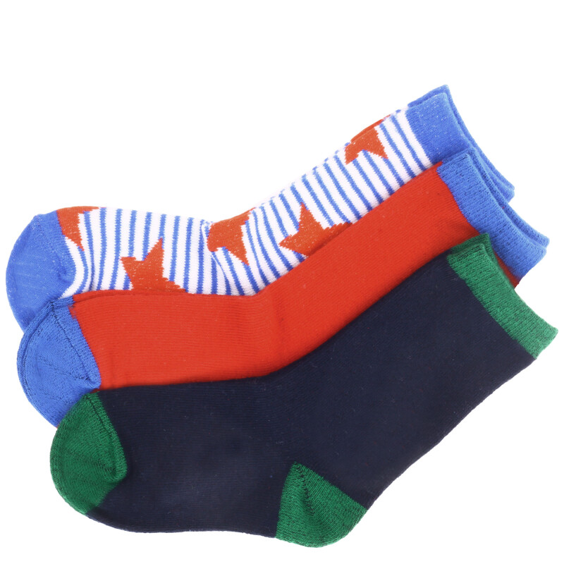 Medias de niños Croco Kids MEDIA STARS PACK X3 Azul / Rojo / Verde