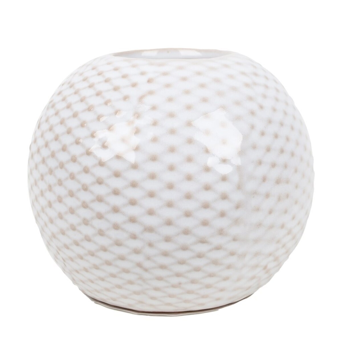 FLORERO DE RED CIRCULAR CERAMIC 9.5x9.5x8CM BLANCO 