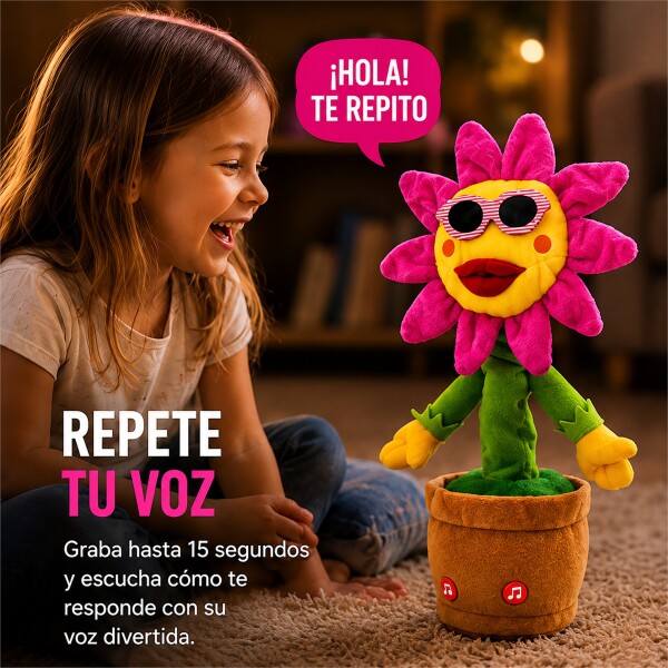 Girasol Interactivo que Baila, Canta, Graba y Repite Voz Rosa