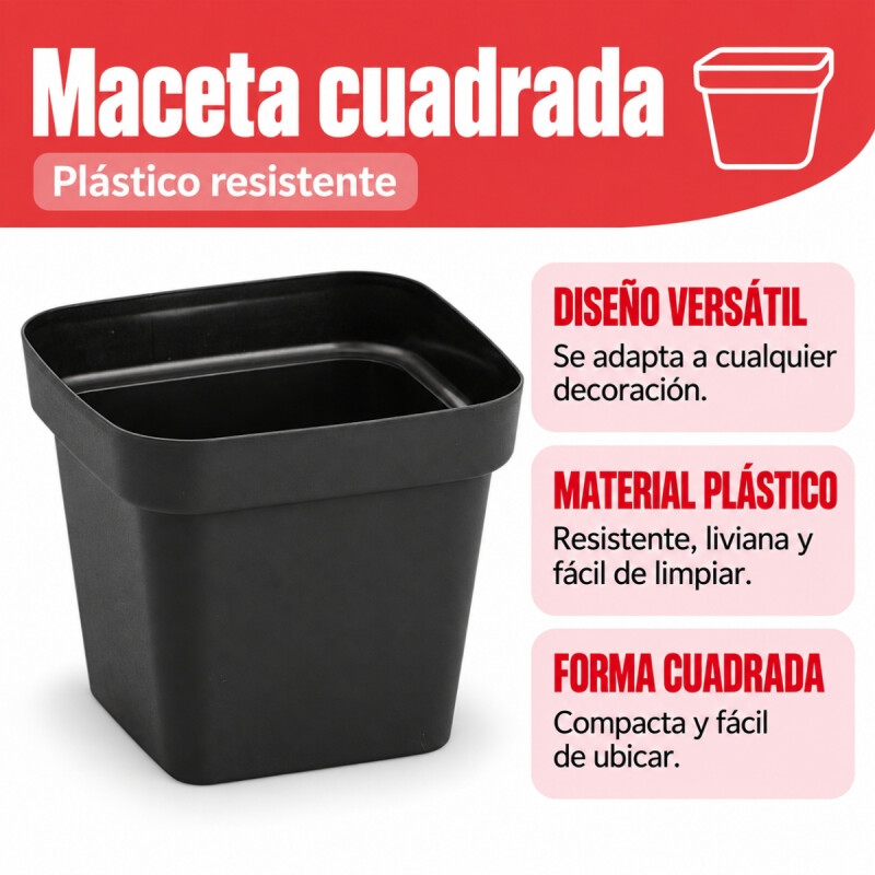 Maceta cuadrada 1,9 lts NEGRO