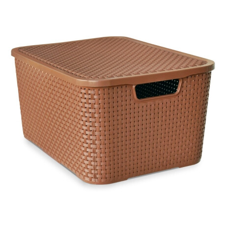 Caja Cesto Canasto Organizador Rattan 15lts Tapa - Marron Caja Cesto Canasto Organizador Rattan 15lts Tapa - Marron