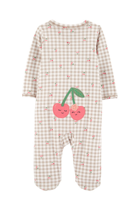 Pijama de algodón con pie estampado cerezas 0