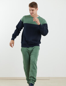 470916 SWEATER HARRY Azul Oscuro/verde Claro Melange