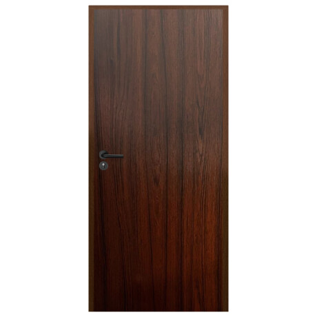 Puerta Interior en MDF con Marco y Cerradura Lumax Marrón Teak Lisa Herraje Negro