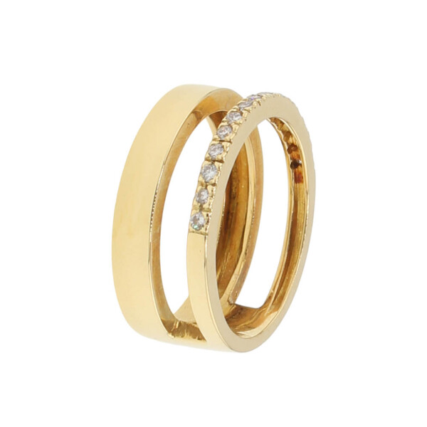 Anillo Duo alianza de oro amarillo 18k con brillantes Anillo Duo alianza de oro amarillo 18k con brillantes