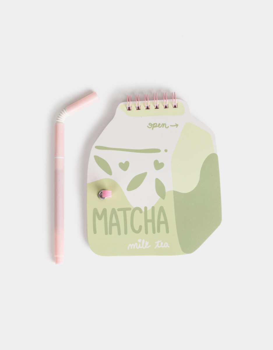 Set De Memo Y Lapicera "matcha Girly" 