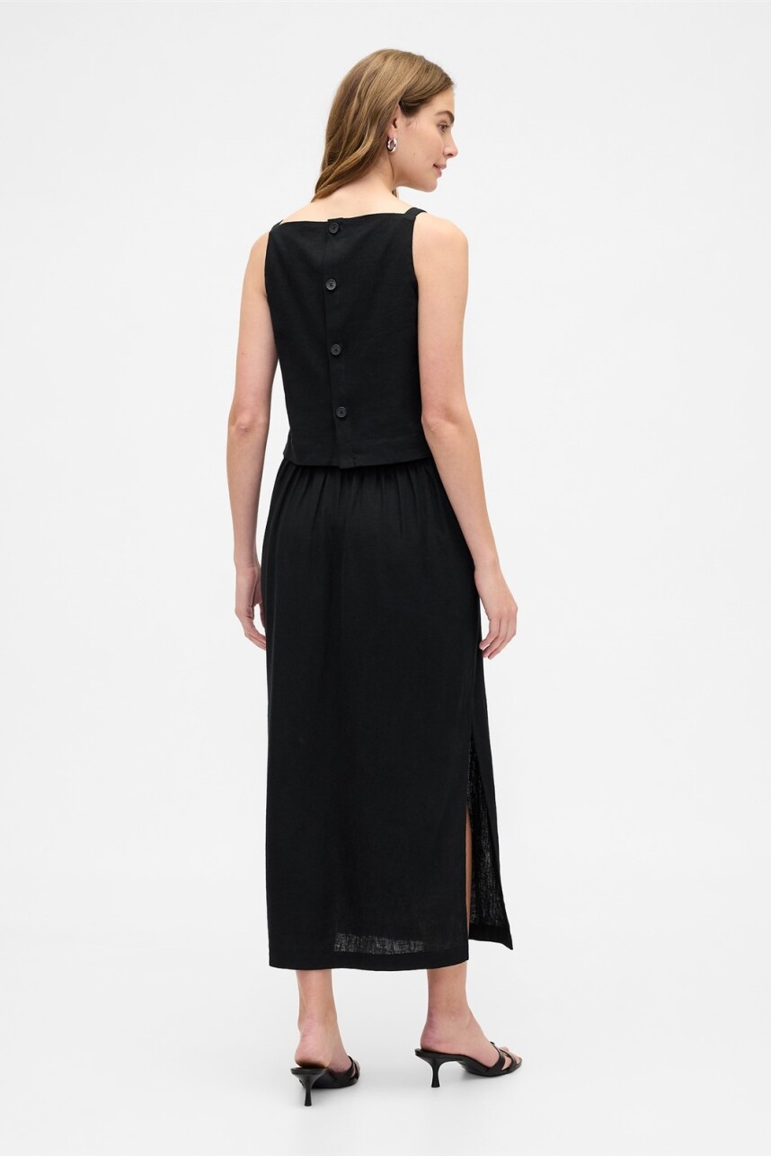 Pollera De Lino Mujer True Black