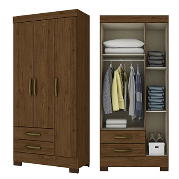 ROPERO DVN BE16 -HENN- 3 Ptas + 2 Caj. -Castaño/Blanco Sin color