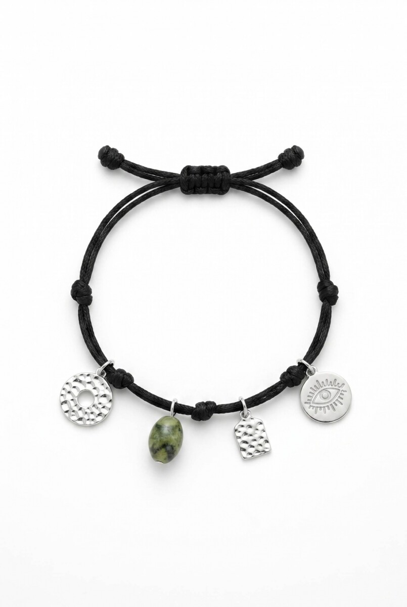 Pulsera cord dijes - plateado 