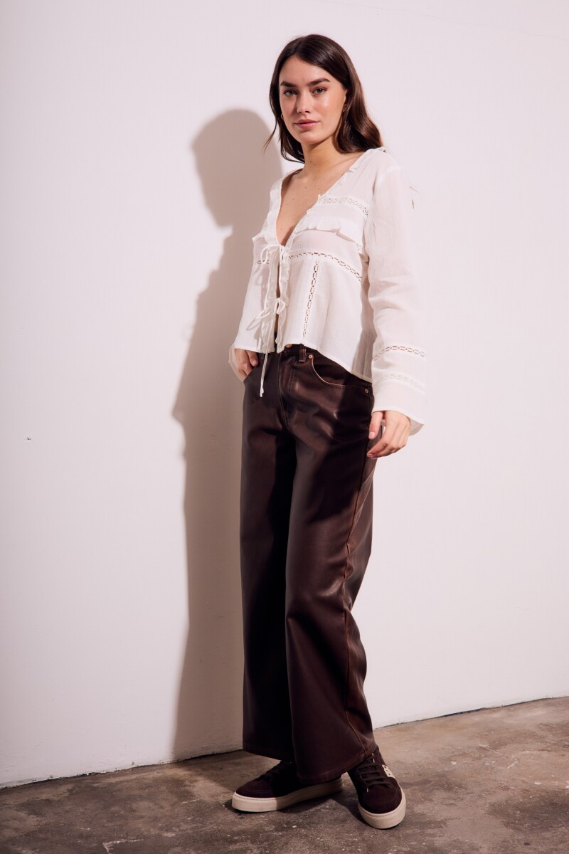 Blusa Encajes Algodón Nácar