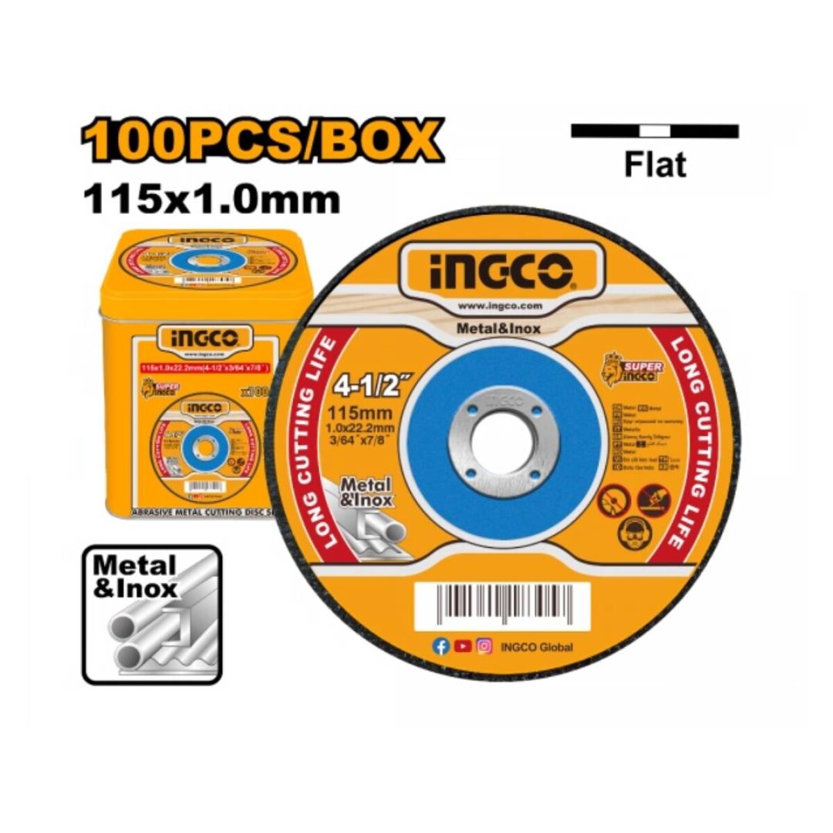 Disco lata INGCO MCD10115100 4 1/2 pulgadas x 1.0mm MCD10115100 - x 100 Unidades 