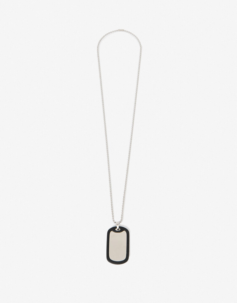 Cadena Corta con Dije Metal Collar De Acero Men´s Collection - Plateado