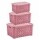 Set X3 Cajas Canastos Organizadores Rattan c/ Tapa Paramount Rosa