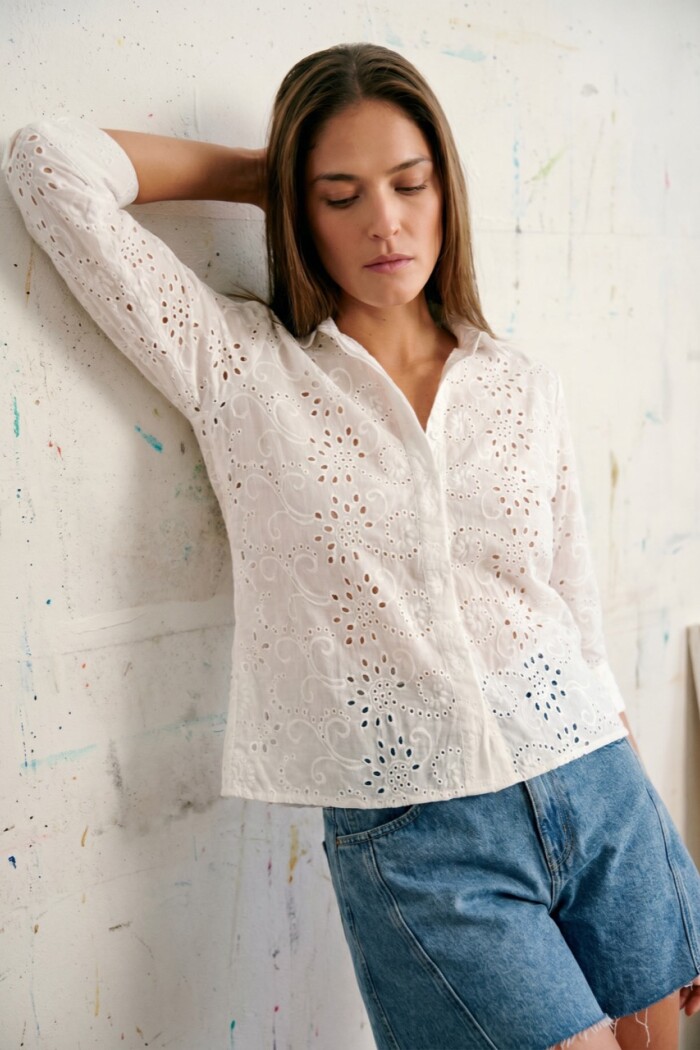 Camisa Broderie Crudo