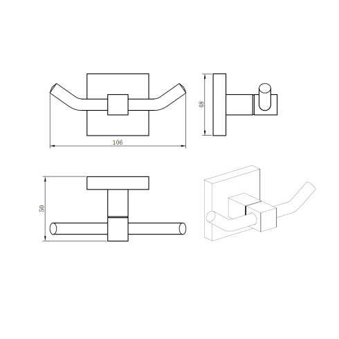 PERCHA METALICA MANCHESTER CROMO BRILLANTE DE BAÑO CROMO
