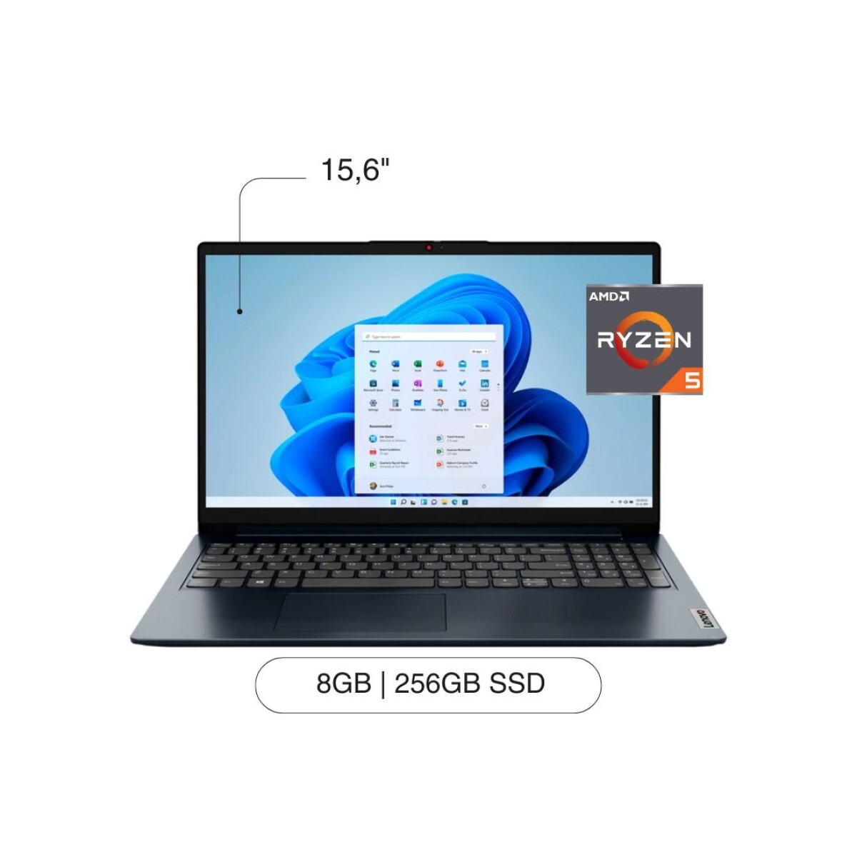 Notebook LENOVO Ideapad 1 15,6' FHD 256GB / 8GB RAM R5-7520U W11 - Blue 