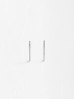 Pendientes Aro Con Circonias - Plata De Ley 925 plateado