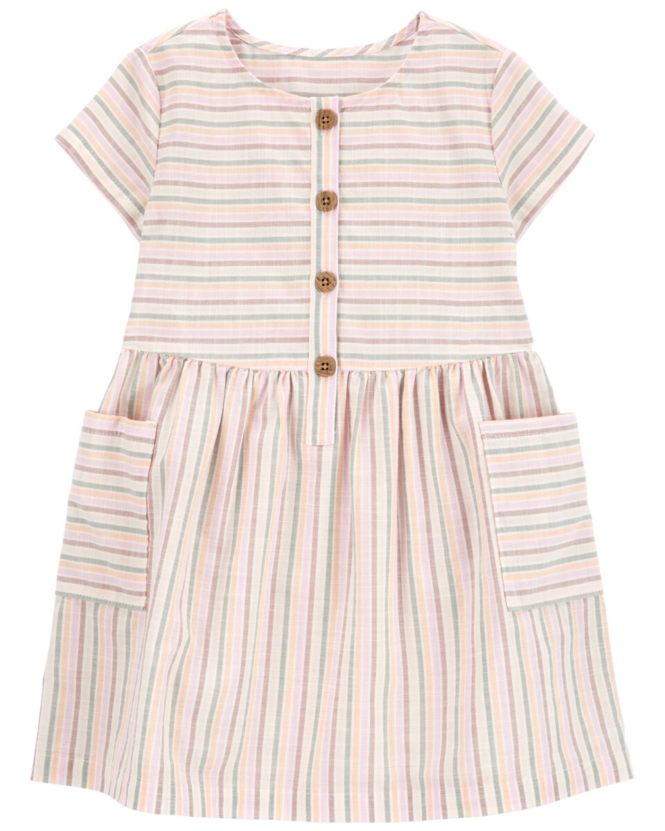 Vestido Carters Popelina Bolsillos a Rayas - MULTICOLOR 