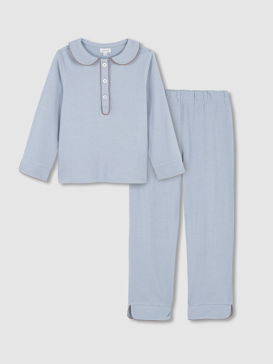 Pijama De Jersey Con Vivos En Contraste Azul