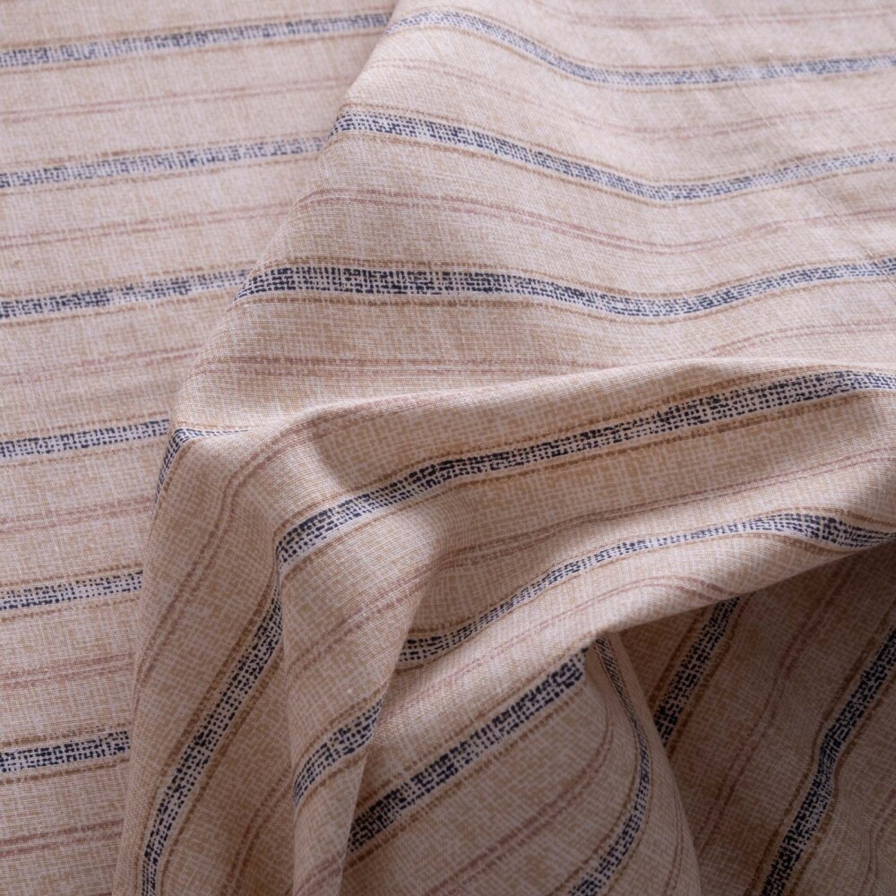 JUEGO SÁBANAS QUEEN ALGODON-Y-POLIESTER NATURAL-BEIGE STRIPE BEIGE