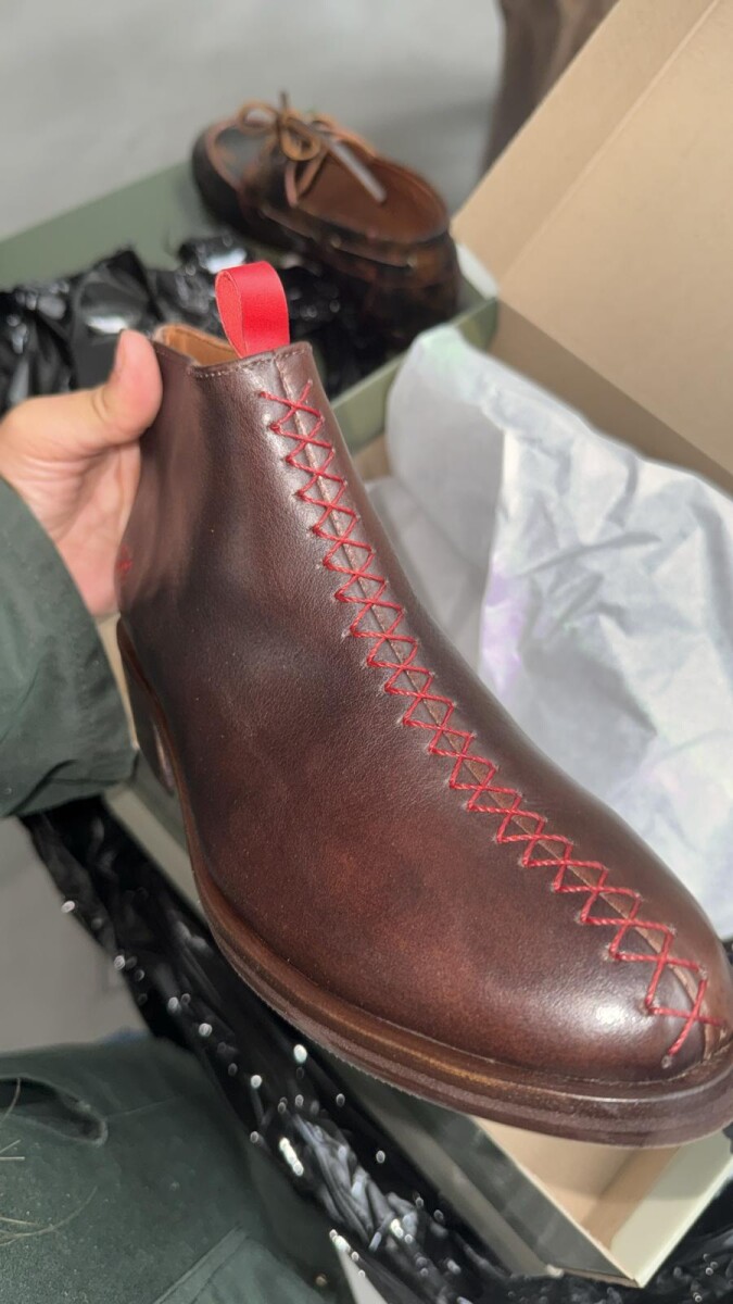 Botín Boots - Chocolate / Rojo 