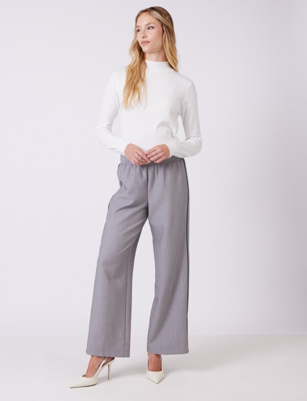 Pantalon Wide Leg Con Franjas Deportivas GRIS