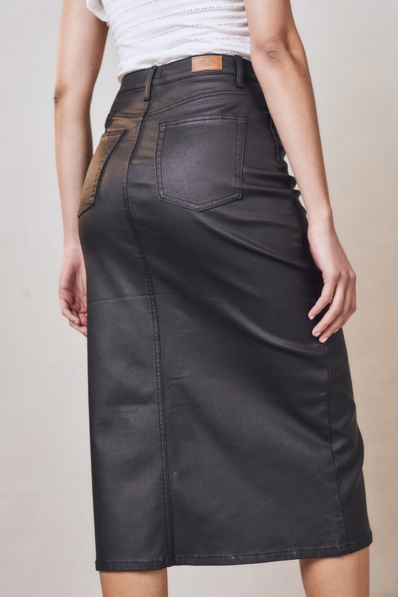 Falda Midi Waxed Negro