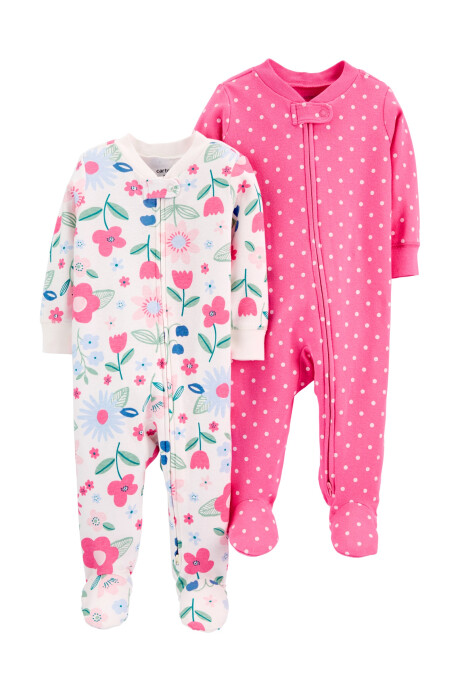 Pack 2 pijamas de algodón con pies estampados 0
