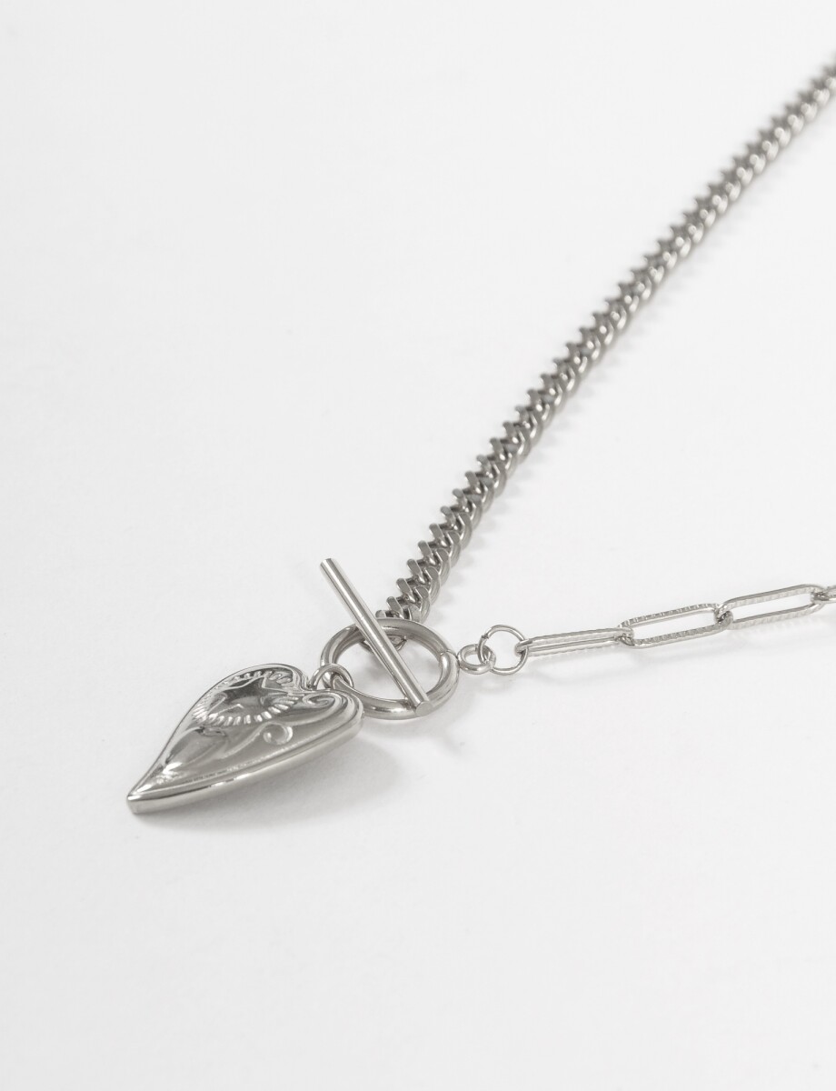 Collar cadena dije cora acero - plateado 