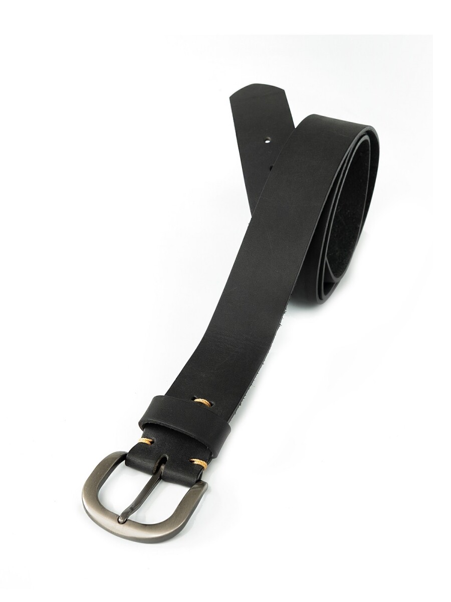 Cinto cuero c/detalle de costura - Negro 