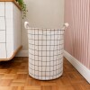 Canasto cesto para la ropa sucia de tela plegable cuadros Gris