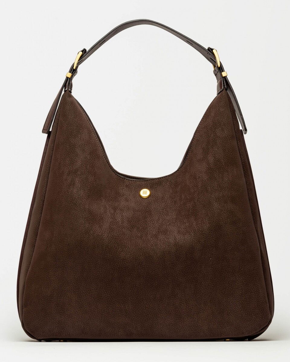 Bolso Raw en efecto gamuza - Marron 
