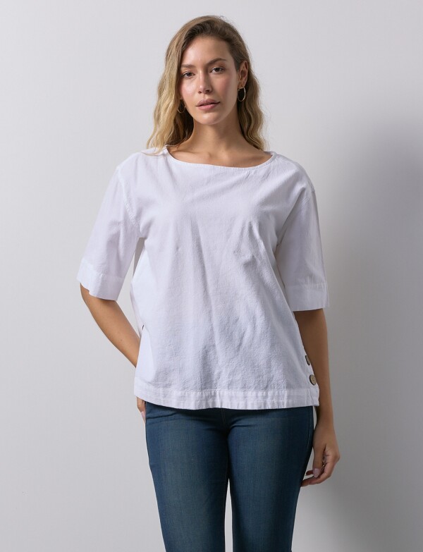 Blusa Algodon Botones BLANCO
